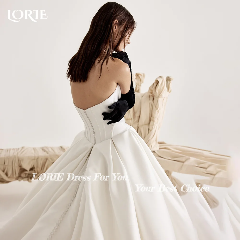 

LORIE Sweetheart Wedding Dress Strapless Satin Bridal Gown Customized A-Line Floor Lenth Bride Dress Princess Saudi Dress Dubai