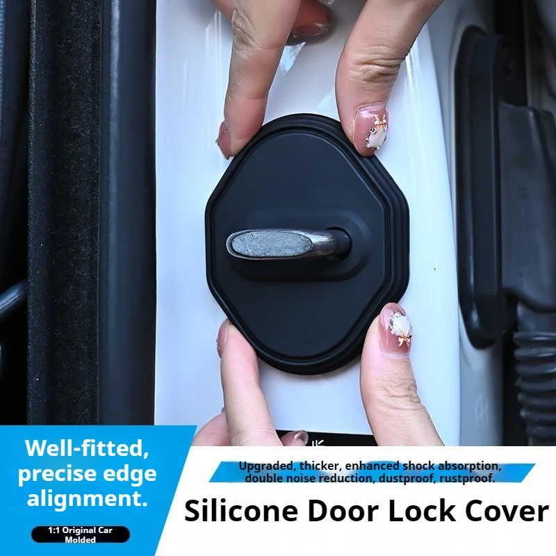 

4pcs Car Door Lock Buckle Cover for Suzuki Swift Jimny Wagon R Protective Covers Shock Door Lock Protector Silicone Accessories
