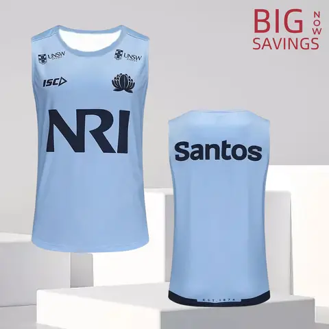Nsw Waratahs Isc 2025 남자 훈련 조끼 하늘색 럭비 조끼 운동복 키즈 팀 조끼 민소매 조끼 빠른 건조 조끼