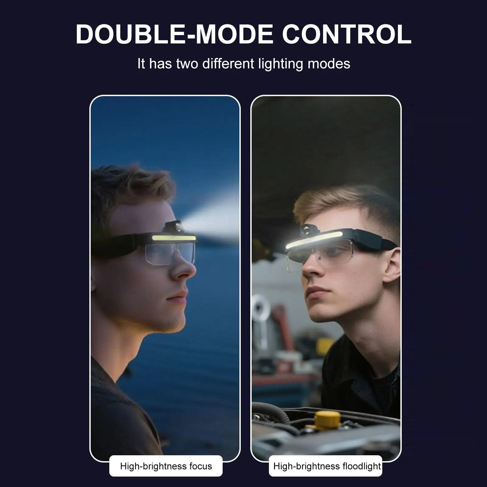 แว่นตานิรภัย LED แบบชาร์จไฟได้ 2 โหมด แว่นตาป้องกัน แว่นตาซ่อมรถยนต์ สำหรับผู้ชาย ผู้หญิง งานก่อสร้าง ห้องปฏิบัติการ ซ่อมรถยนต์