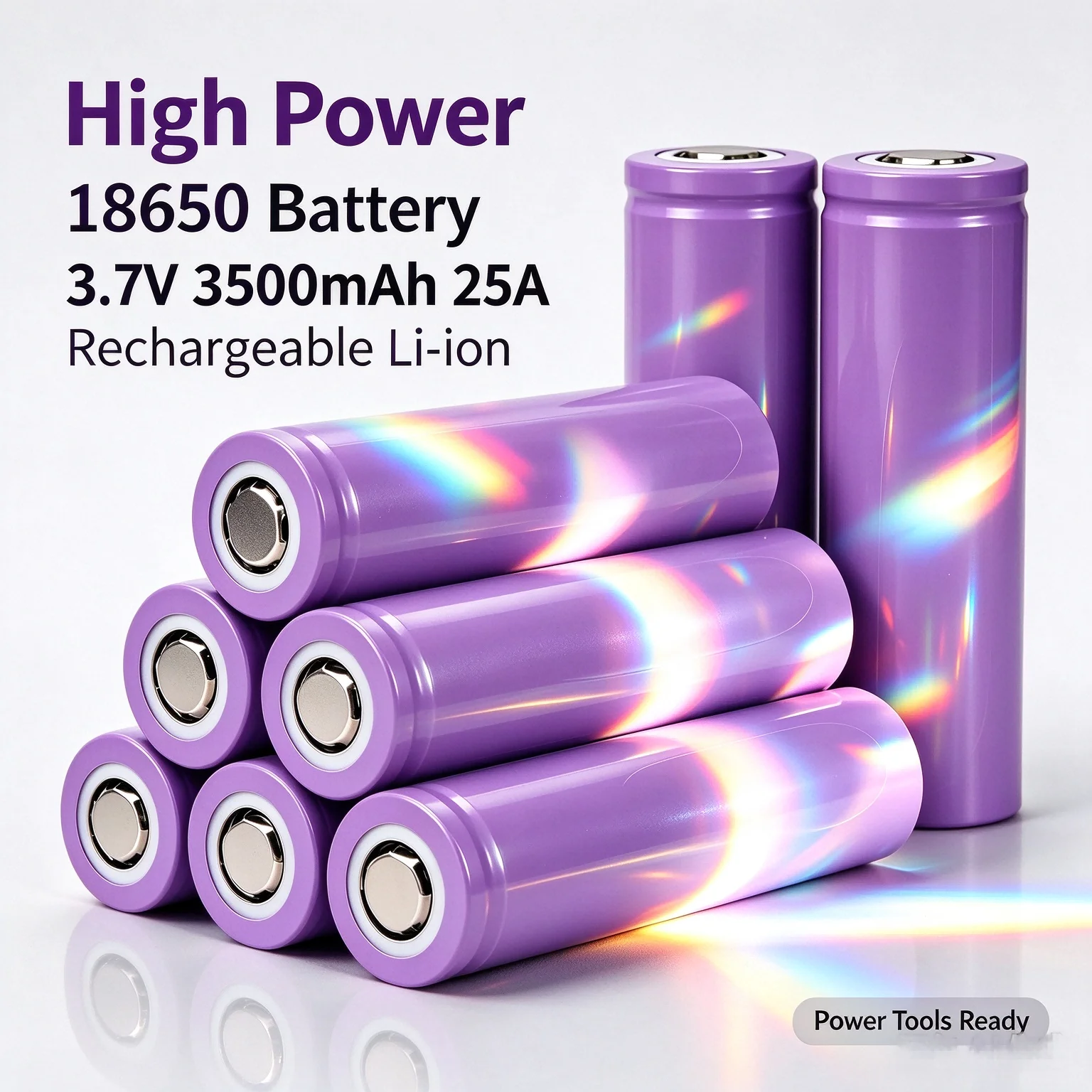 High Drain 18650 Battery 3.7V 3.5Ah 25A Continuous Discharge Rechargeable Li-ion Cell Explosion Proof for Industrial Power Tools