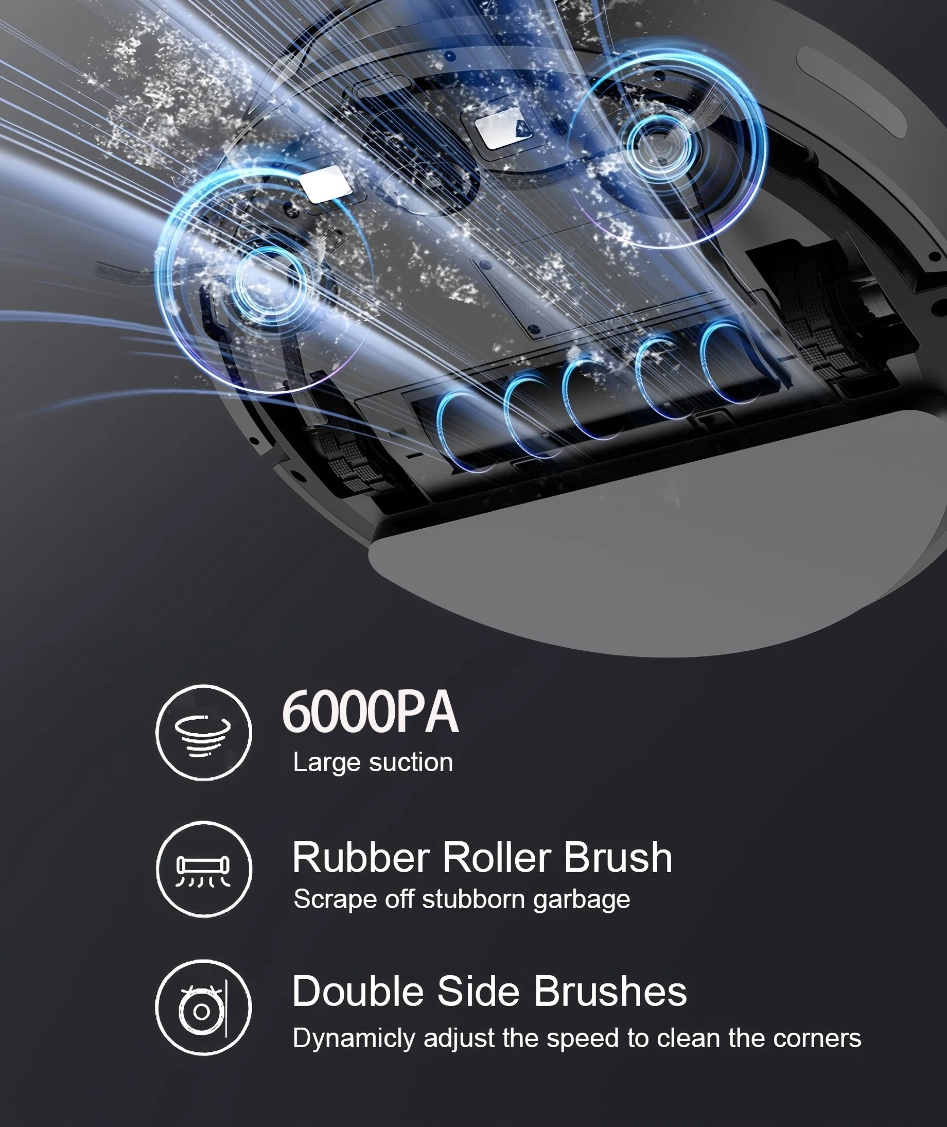 Robot Vacuum Cleaner Combo and Mop 6000PA Strong Suction  Robotic App& Remote Control Self-Charging Smart Mapping for Pet Hair