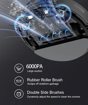 Robot Vacuum Cleaner Combo and Mop 6000PA Strong Suction  Robotic App& Remote Control Self-Charging Smart Mapping for Pet Hair 2