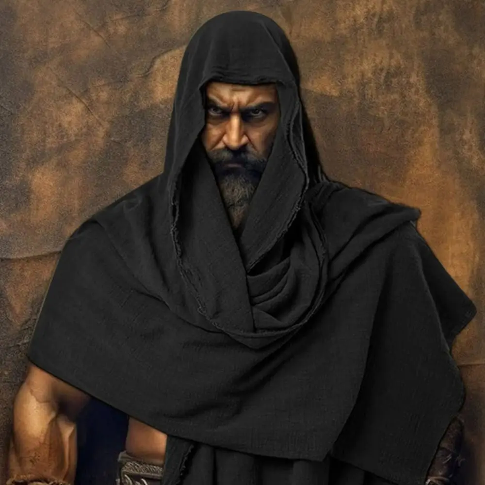 الكتف كيب القرون الوسطى القراصنة تأثيري كيب نصف كيب أسود أخضر التفاف عصر النهضة زي كيب المهنية الكتف القلنسوة