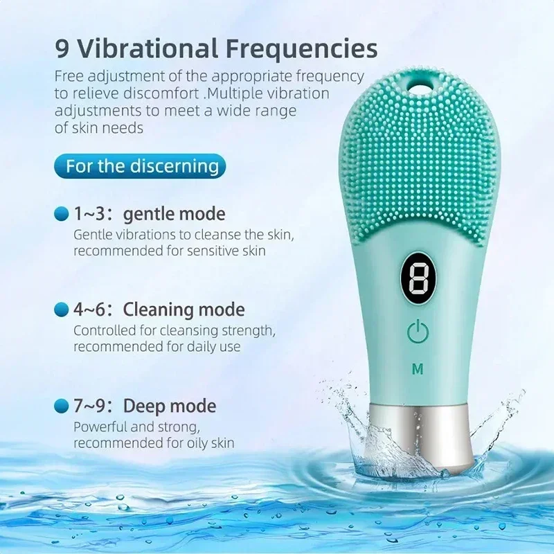 Brosse électrique de nettoyage du visage, en silicone, étanche, sonique, massage en profondeur des pores, soins de résilience par vibration