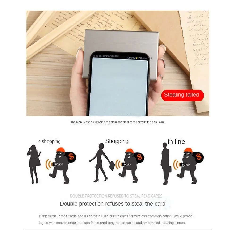 Business 6/10 Slots Credit Card Holder Stainless Anti RFID ID Cardholder Slim Short Wallet Travel