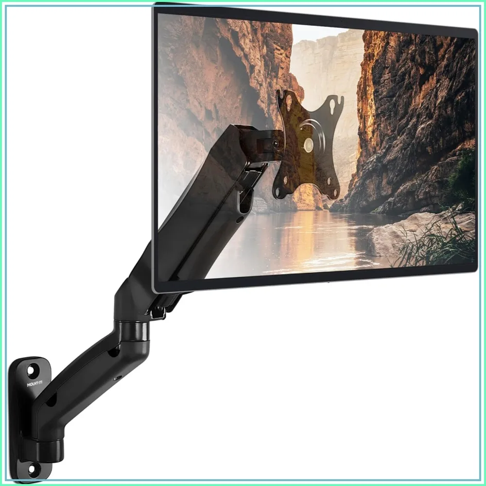 

Full Motion Gas Spring Monitor Wall Mount, Fits 13-32" Screens up to 14.3 lbs, VESA 75x100, Tilt Swivel Rotate, Single-Stud