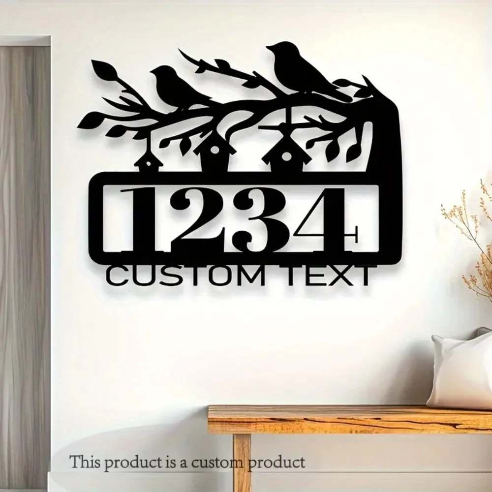 CIFbuy Bird‑Shape Iron House Number Plaque, 2D Flat, Indoor Outdoor Farmhouse Wall Decor
