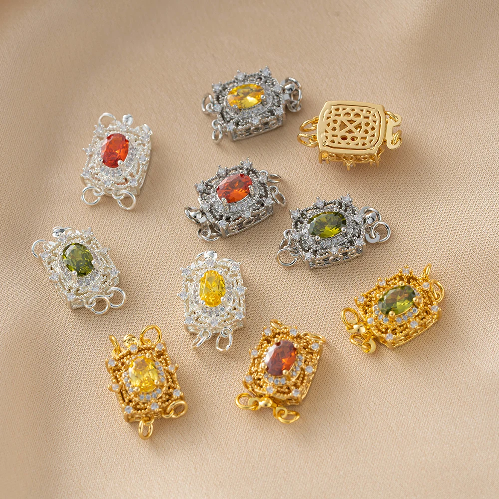 1 قطعة 18K مطلية بالذهب النحاس الزركون اللؤلؤ قلادة طبقات قفل المشبك محول سلسلة موسع الإغلاق DIY بها بنفسك صنع المجوهرات #1