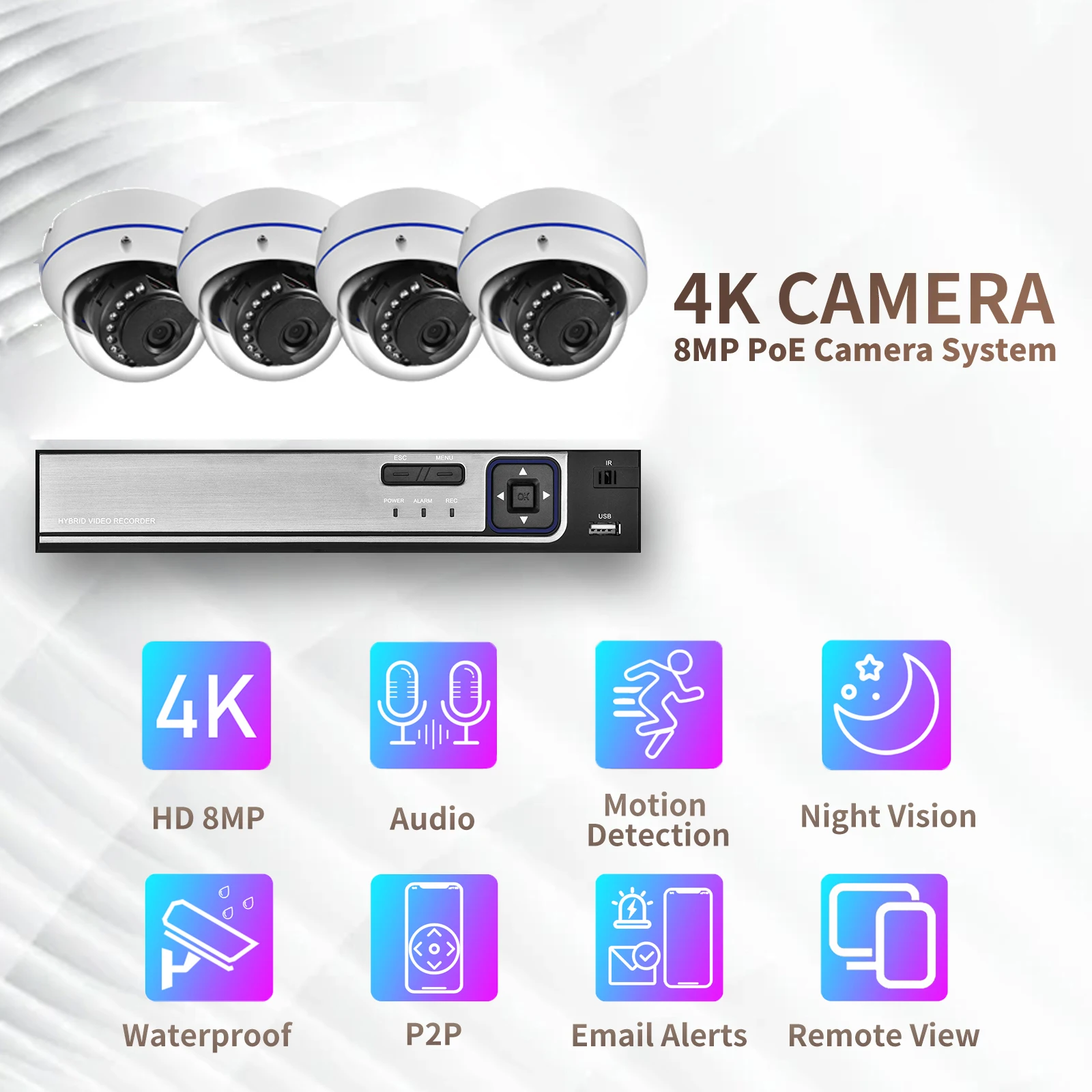 Imagem -02 - Gadinan-sistema de Câmera ip Dome com Detecção de Rosto Proteção de Segurança Video Surveillance Grupo Smart Home 4ch hd 4k 8mp Poe Nvr Pcs Pcs