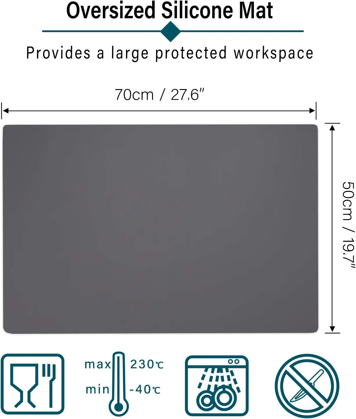 Large 27.6x19.7 Inch Silicone Craft Mat Heat Resistant Nonstick Workstation Pad for Resin Casting Desk Protector DIY Projects