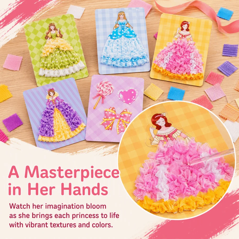 Creative Princess Theme Poke Art Puzzle Handmade Fabric Art Craze Poke Art Sticky DIY Fairy Tale Hand Poke Painting