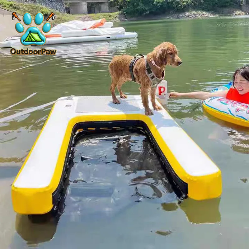 Inflatable Dog Water Ramp Float Ladder EVA Anti-Slip Pad for Boats Pools Swimming Pets - Portable Pet/Dog Water Toy