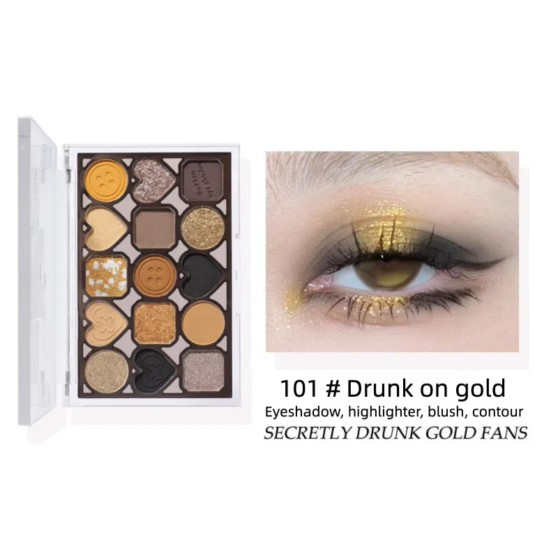 Palette di ombretti a 15 colori, ombretto opaco, perlescente, fine, scintillante, non sconfiante, fard snellente