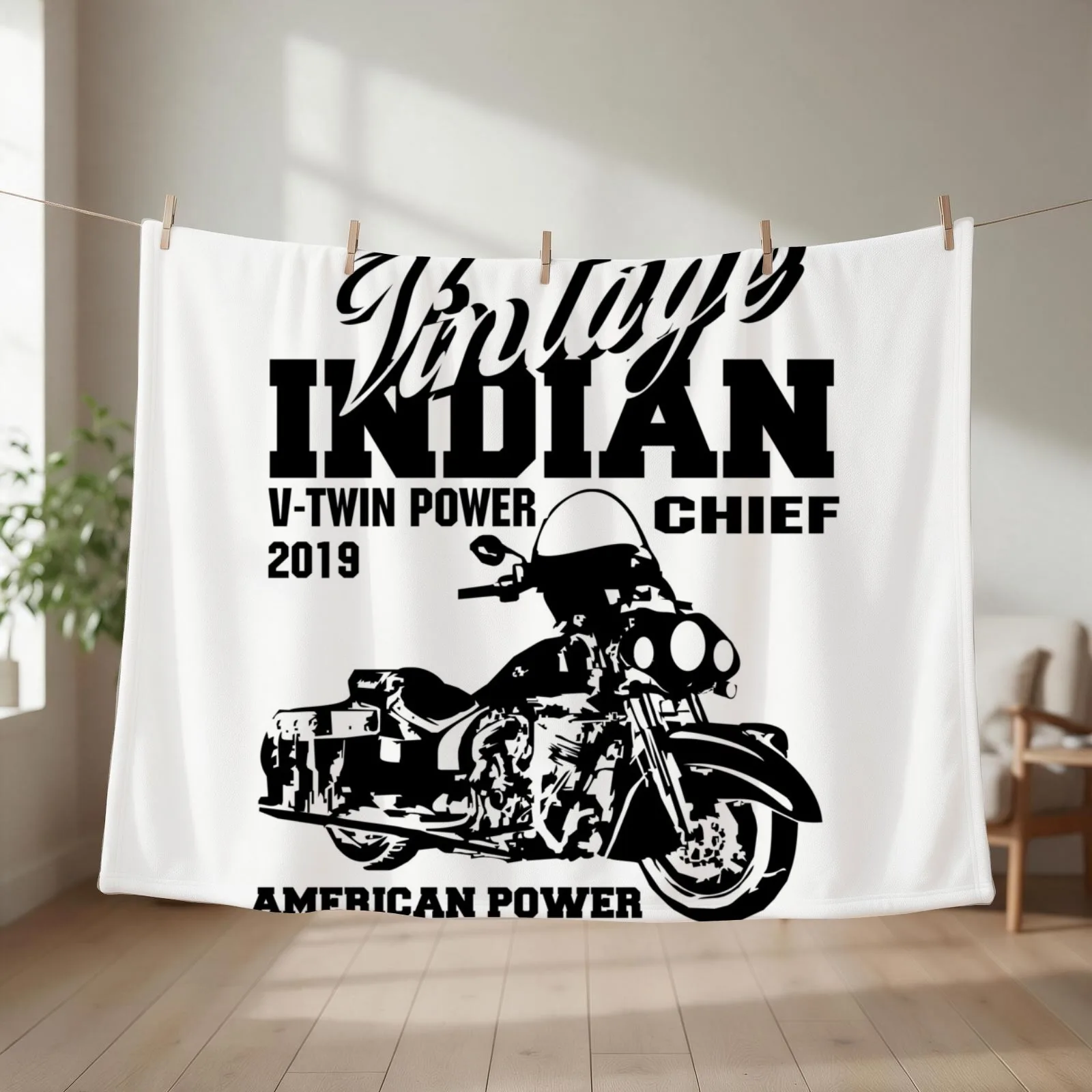 VINATGE Indian Chief Classic Motorcycles - American Power Throw Blanket Bed For Sofa Thin Soft Big Weighted Blankets