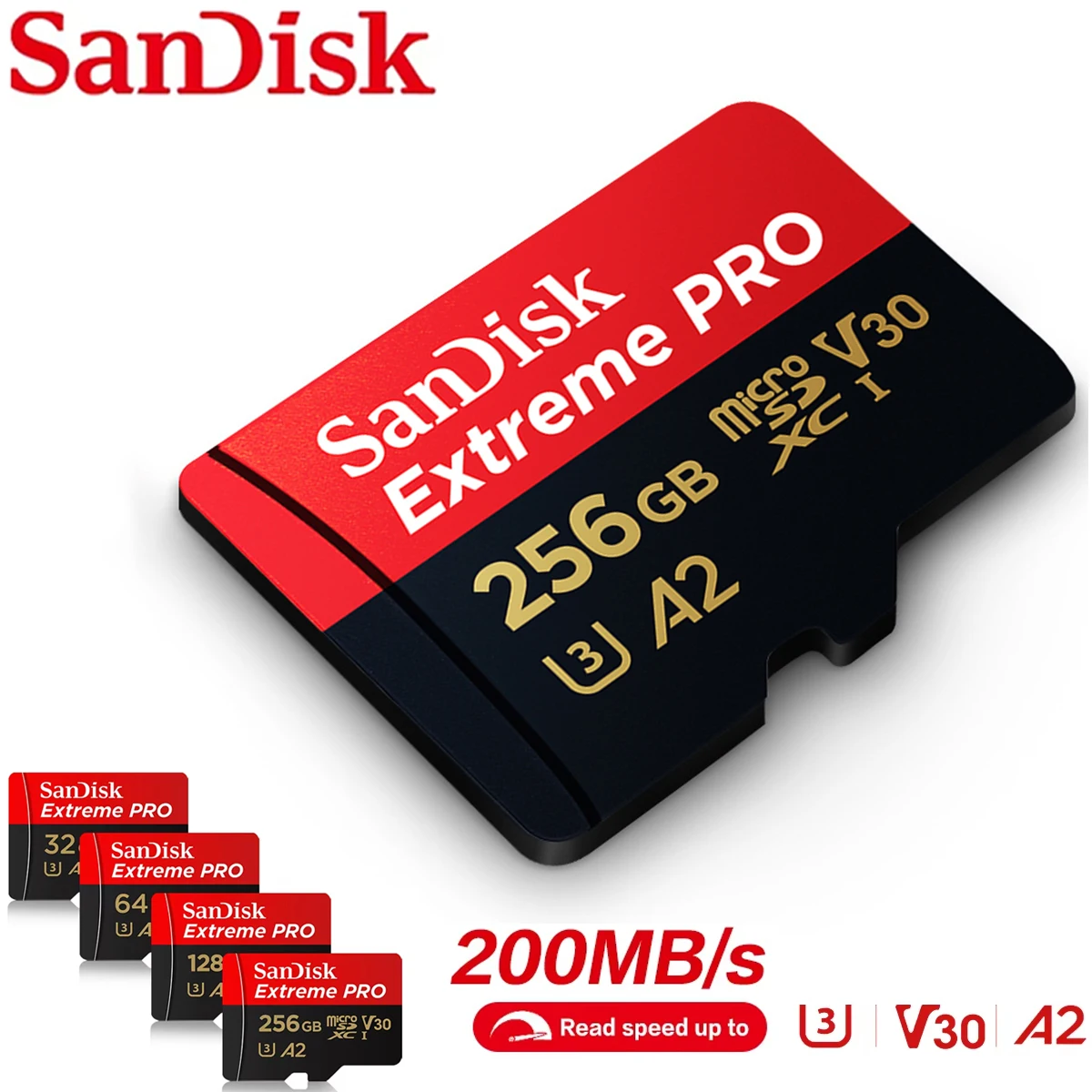 512GB Sandisk Original Memory Card 64GB 128GB EXtreme Pro Class10 UHS-I Flash Micro SD Card C10 Ultra A2 HC/SDXC Dropshipping