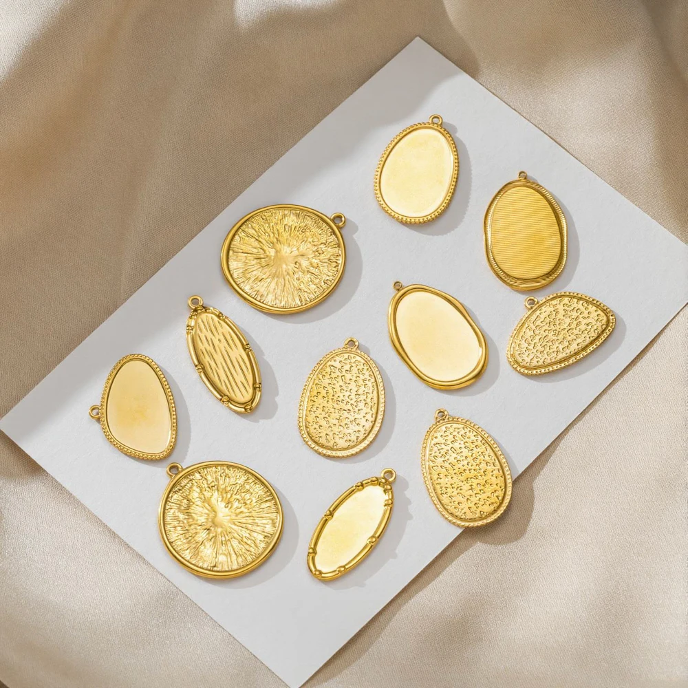 5 Stück Edelstahl Oval Unregelmäßige Anhänger Cabochon Fassung Rohlinge für DIY Schmuckherstellung Zubehör Komponenten – Detail 3