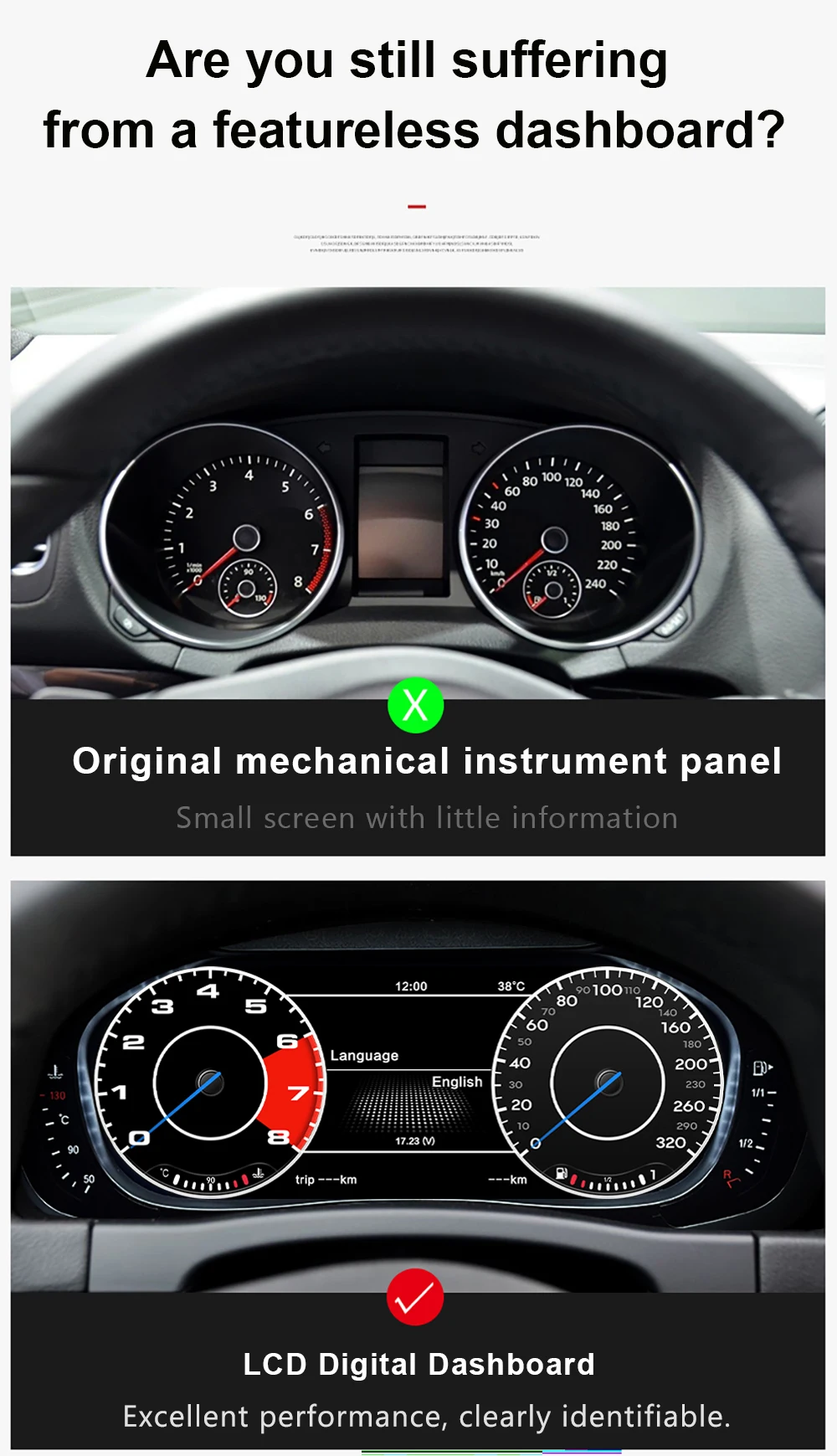 Full LCD Screen Virtual Instrument Cluster CockPit Digital Dashboard Panel Speedometer For VW Passat B8 CC Arteon Passat Variant