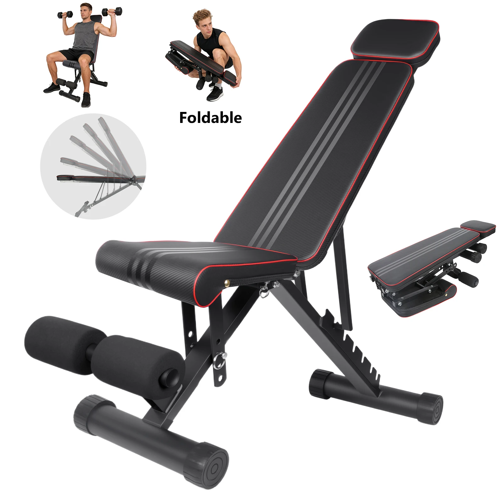 Multifunktionale Hantelbank für Zuhause, Klappbare Fitnessbank, Sit-Up-Assistent, Trainingsboard, Verstellbare Gewichtheberbank