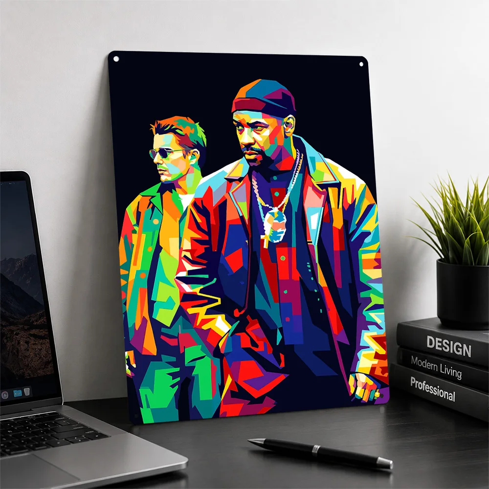 Denzel Washington and Ethan Hawke Pop Art Poster Retro 3D Printed Metal Signs Customized Wall Hanging Gift for Office Decor Room