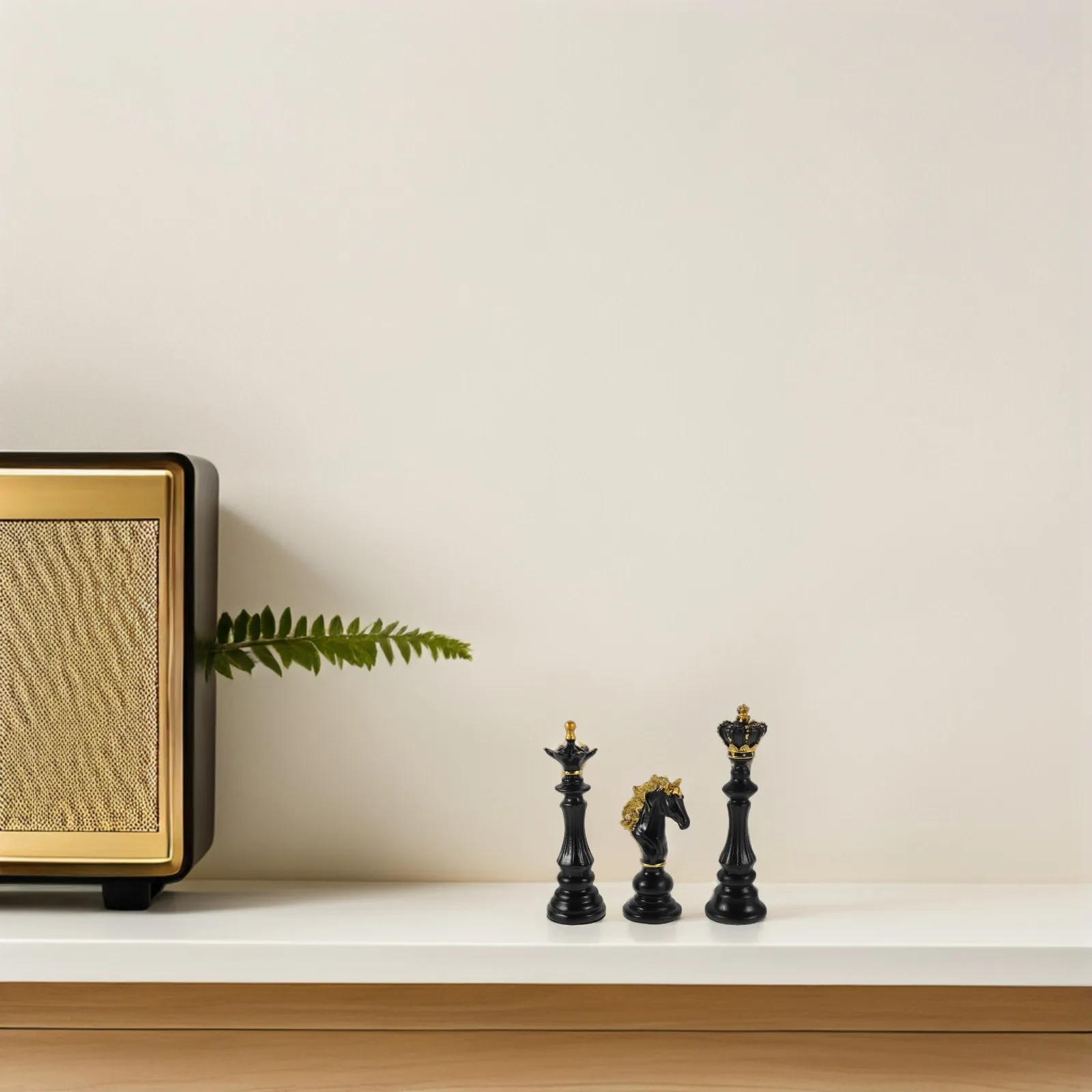 3Pcs Realistic Chess Decor Sculpture Set Stylish Resin Chess Figures for Intellectual Home Decor Office Desk Table Arrangement