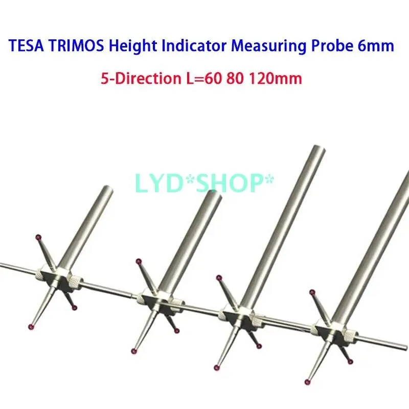 

TESA TRIMOS Height Indicator Probe 6mm Original New 5-Direction L=60 80 120mm