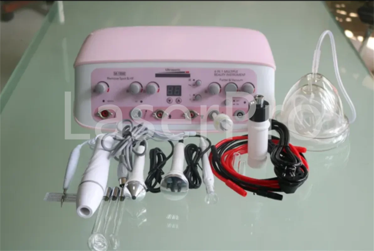 Instrument de beauté du visage Portable 6 en 1, Spray galvanique, aspiration sous vide, élimination des points noirs, équipement avancé de soins de la peau