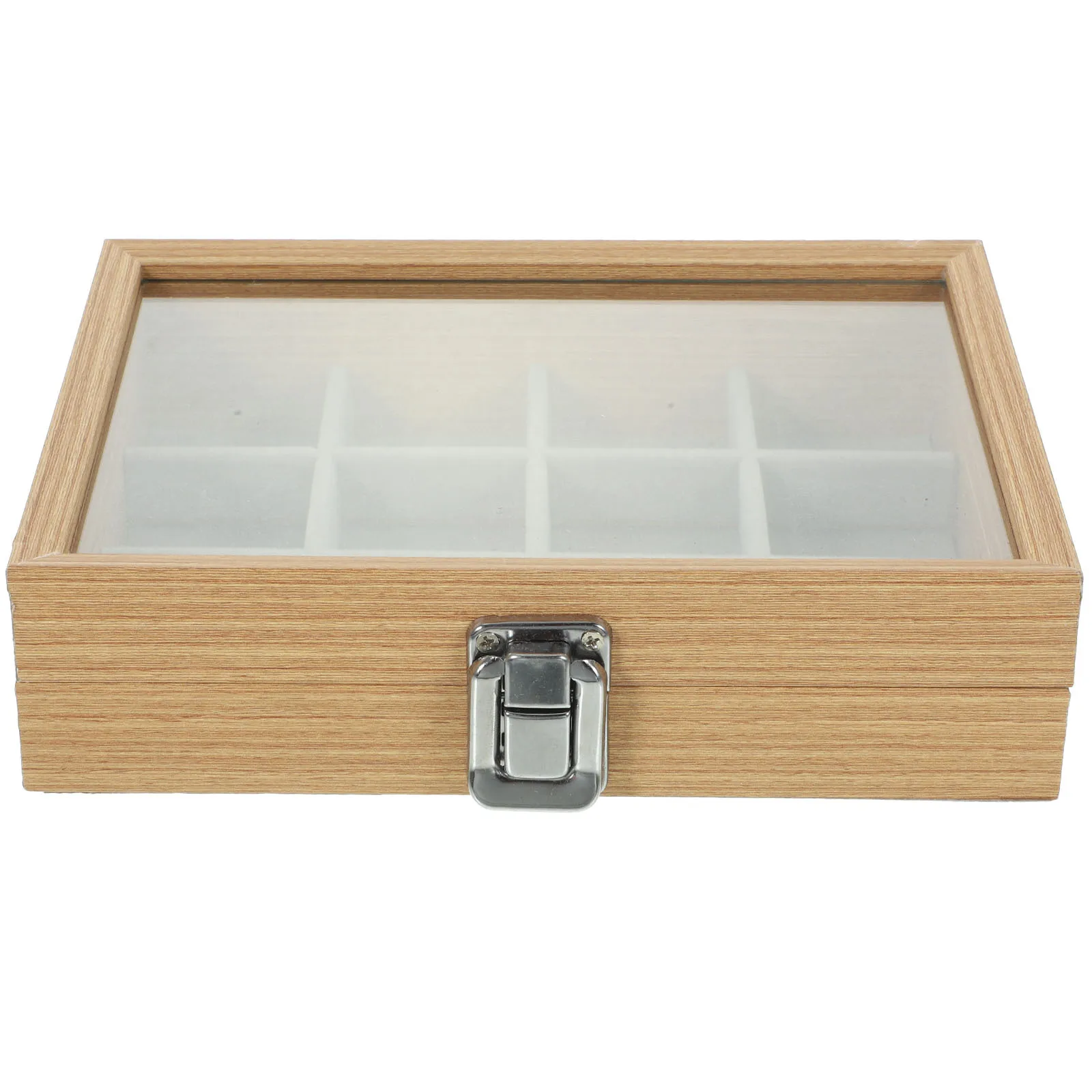 

Wood Multi Grid Jewelry Box Clear Lid Vintage Style Organizer Storage Case for Home Office Jewelry Display Organizer Tray