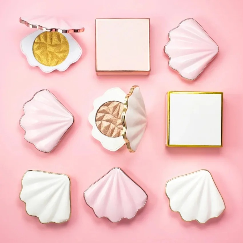 Private Label Shell-shaped Blush& Highlight Palette Matte Makeup Brighten Silkworm Eye Shadow Contour Face Custom Bulk