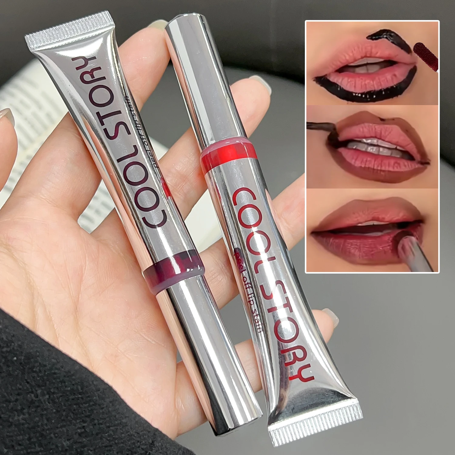 9 สี Matte Peel Off เพิ่ม Lip Liner สีสูงแต่งหน้า Tattoo กันน้ํา Natural Lasting Tear-off Lips Stain เครื่องสําอางค์