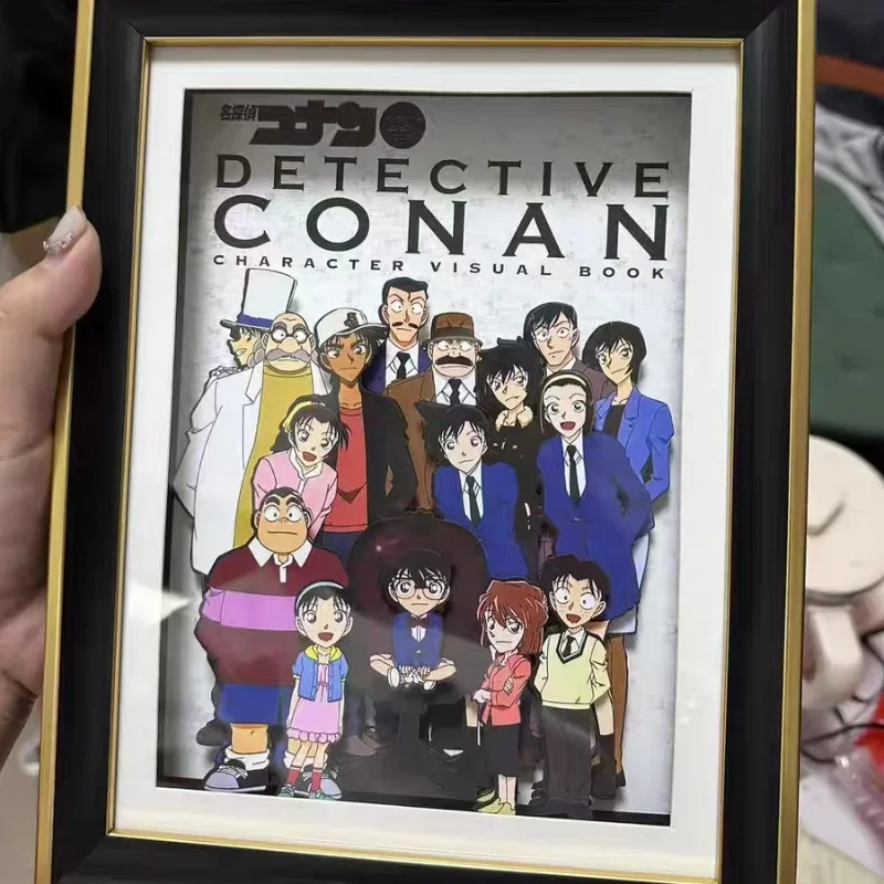 Anime Detective Conan Family Portrait 3D Art Painting Detective Boy Cartoon Figure Collect Picture Handmade Desktop Decor Gifts