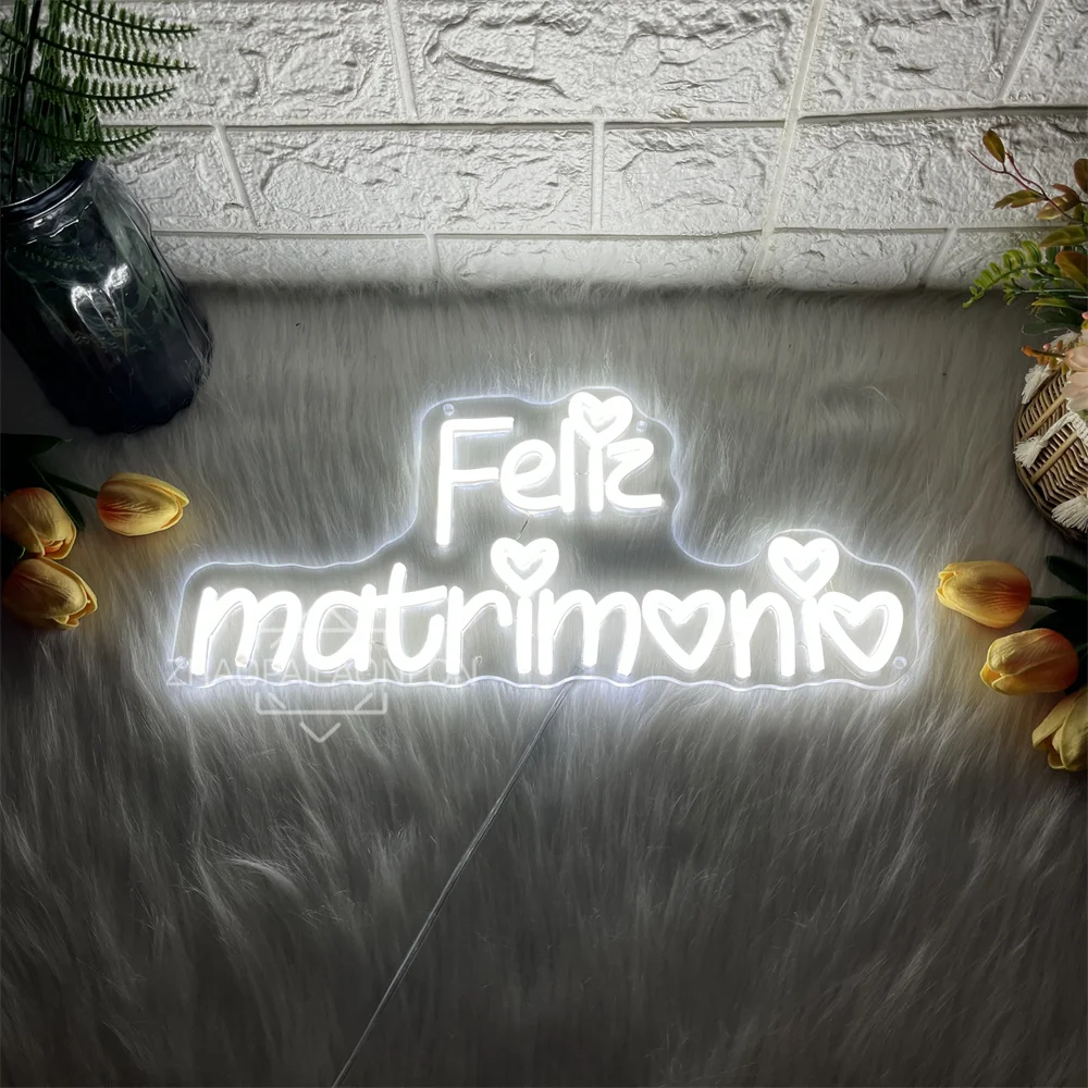 Feliz matrimonio Neon LED Signs Spanish Wedding Led Neon Signs for Wedding Engagement Party Home Wall Room Decor