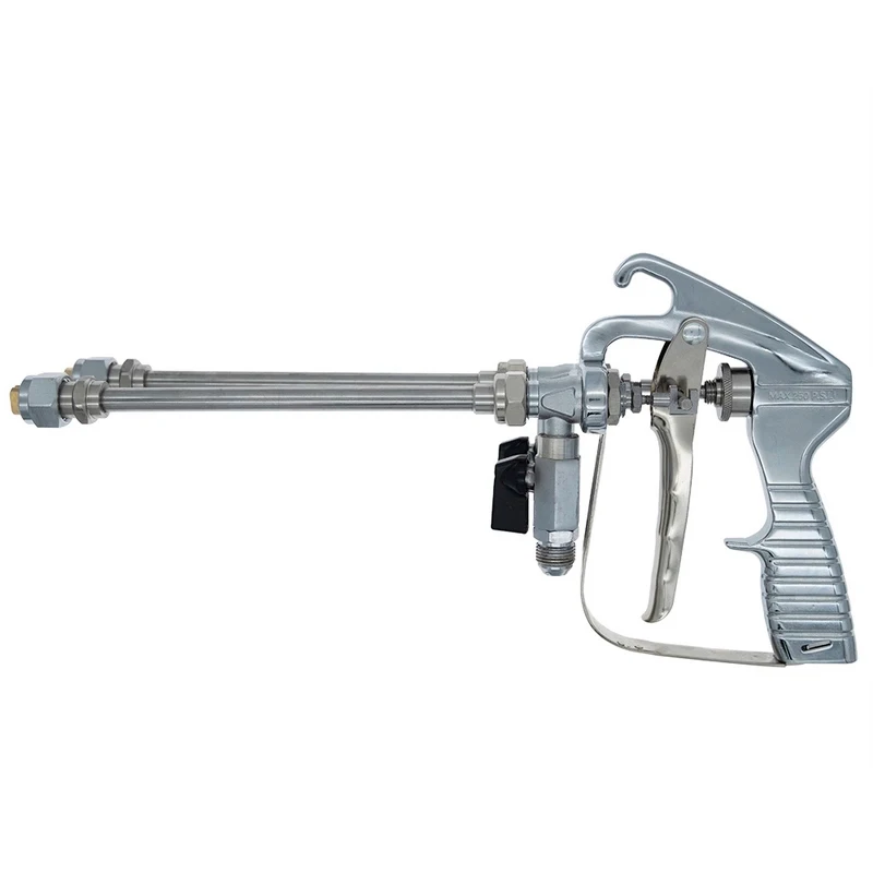 مسدس رش مزدوج الفوهة بمقبض طويل، هيكل من الفولاذ المقاوم للصدأ، نسبة فوهة مزدوجة 1:10 متخصصة للمواد المقاومة للماء