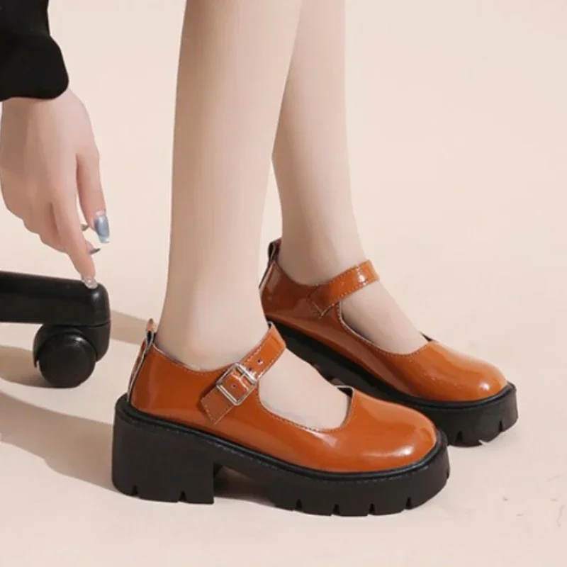 Shoes Platform Shoes Heels  Women Japanese Style Vintage Pumps for Women College Student Women's Shoes