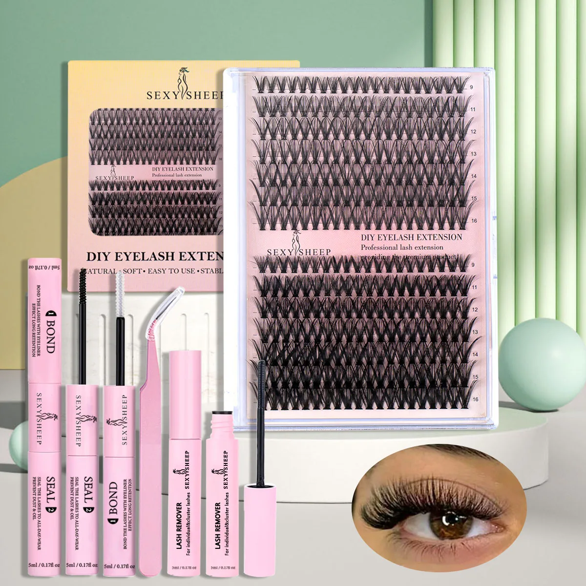 280pcs DIY Lash Extension Kit Individual Lashes Cluster 30D40D MIX with Lash Bond and Seal and Remover Lash Applicator