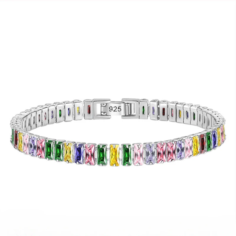 

CHUANGCHENG Luxury Full Diamond Adjustable Crystal Tennis Chain Colorful Zirconium Man Bracelets Jewelry