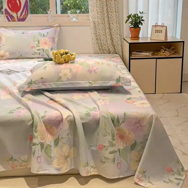 Solstice 100% Cotton Flat Sheet - Printed Bed Sheet (Single/Double/Queen/King), Soft Bed Linen (Pillowcase Sold Separately)
