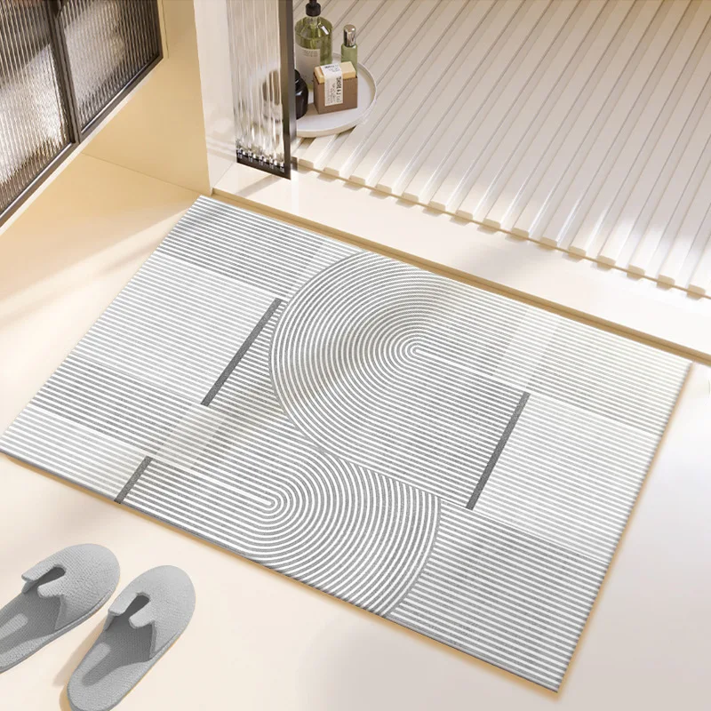 Japanese Simplicity Style Diatom Mud Mat Bathroom Bathroom Non-slip Mat Absorbent Quick-drying Silicone Mud Doormat 40x60cm