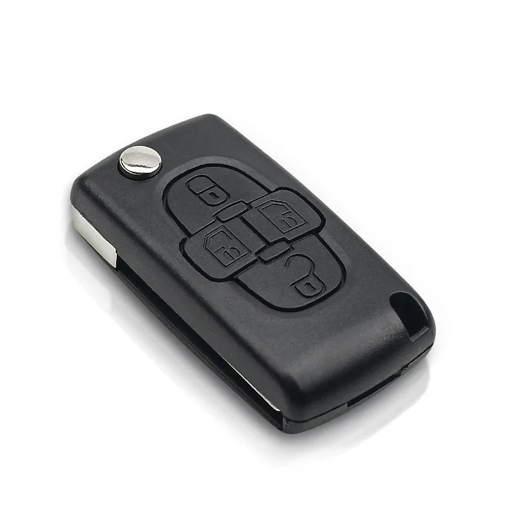 Keyyou-車のキーケース,プジョー1007,シトロエンc8,溝付きノーカットブレード,ce0523,4ボタン,1個,新品
