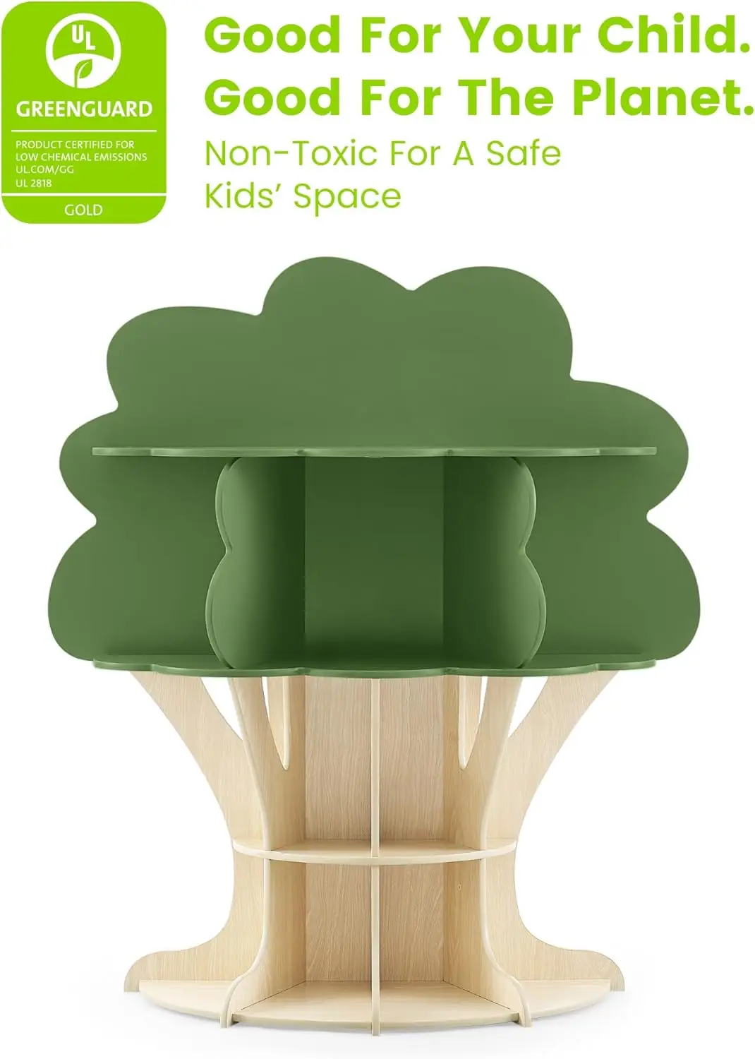 Tree Bookcase - Greenguard Gold Certified, Fern Green/Crafted Natural
