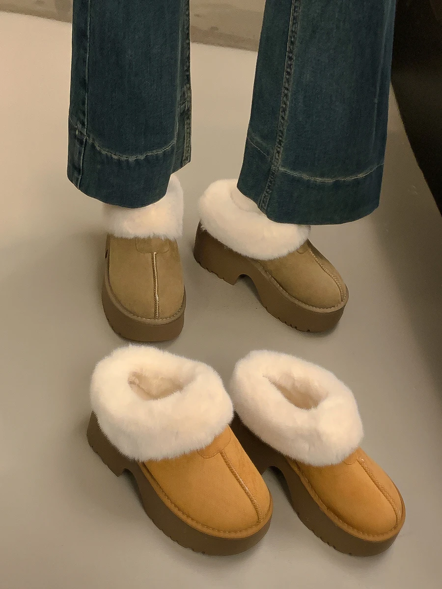 Pantoufles temporelles à talons pour femmes, tongs en fourrure, chaussures d'hiver, pantoufles à plateforme Parker, pantoufles hautes en peluche, nouvelles diapositives en microcarence, 2024