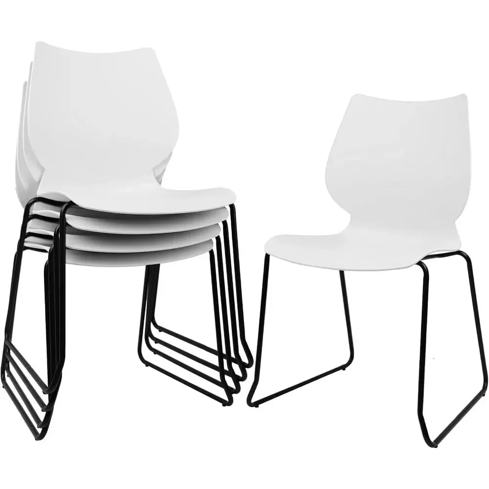 Stackable Office Chairs for Conference, Training, and Waiting Rooms, White with Metal Legs