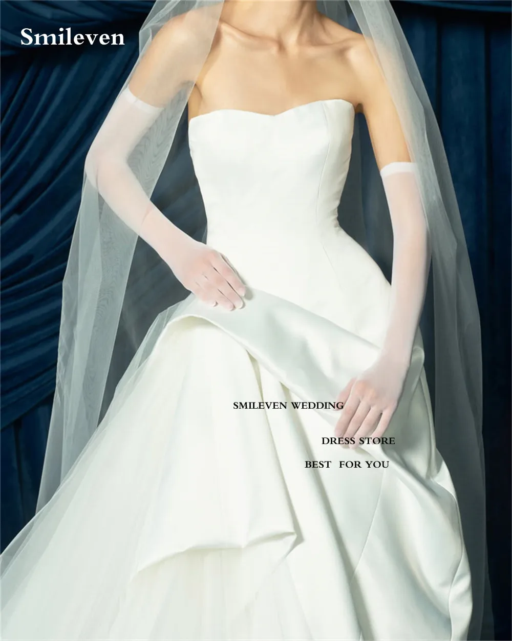 Suknia ślubna Smileven, skromna, fason litery A, bez ramiączek, warstwowa, Vestido de novia, suknie ślubne szyte na miarę