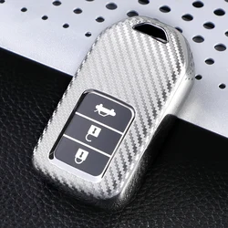 Carbon Fiber TPU Car Key Case Cover for Honda Odyssey CRV Pilot Vezel City Accord Civic Fit Freed 2016-2019 Key Shell Protector