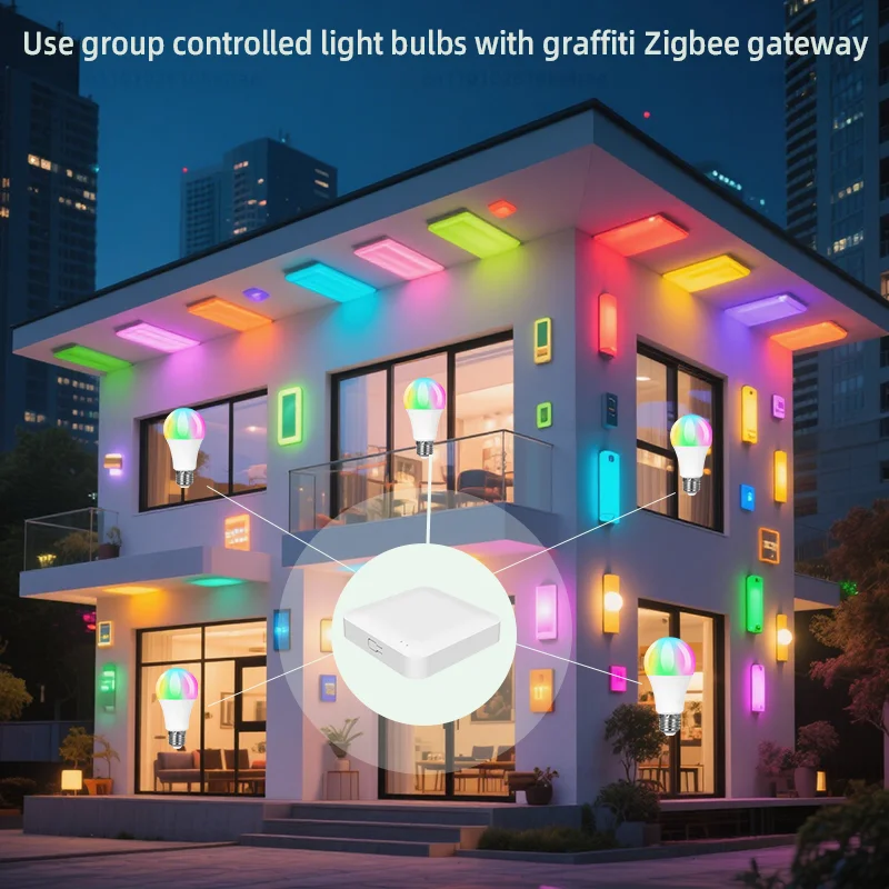 Zigbee 3.0 لمبة Led ذكية E27 مصابيح RGBCW 9W تعمل مع تطبيق Alexa Google Home التحكم الصوتي 110 فولت 220 فولت