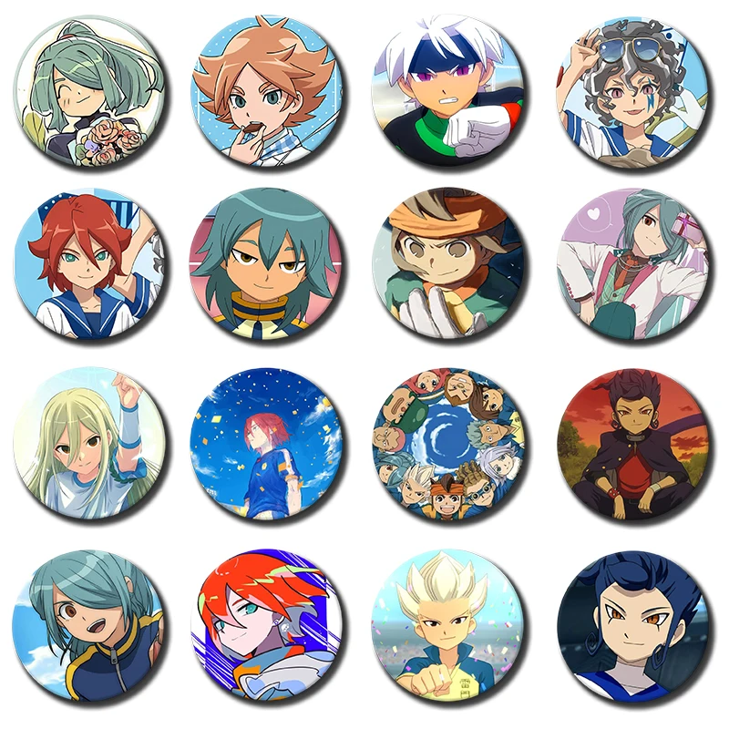 Anime I-Inazuma Eleven Brooches on Backpack Accessories Round Cartoon Badge Mark Evans,Axel Blaze,Jude Sharp,Nathan Swift Pins