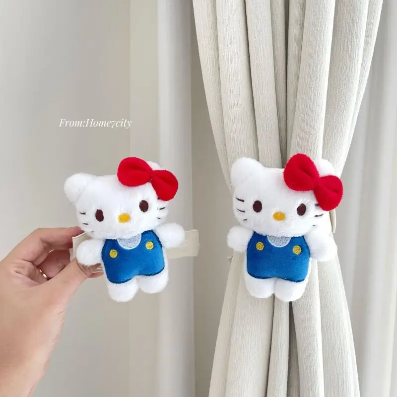 

Плюшевые декоративные ремешки для штор Sanrio, держатели для тюлевых штор в гостиную и спальню, милые зажимы Hello Kitty, праздничный подарок