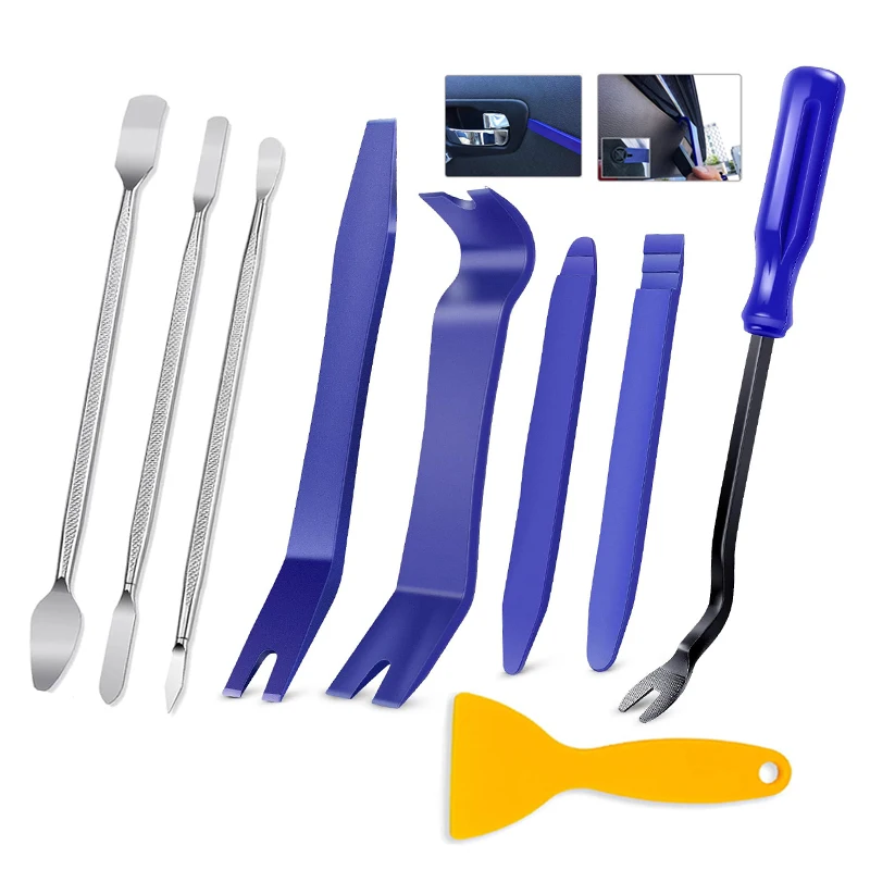 Auto Trim Removal Tool Kit Pry Tools Car Fastener Rivet Clips Remover No-Scratch Car Radio Panel Door Trim Removal Set 3-9PCS
