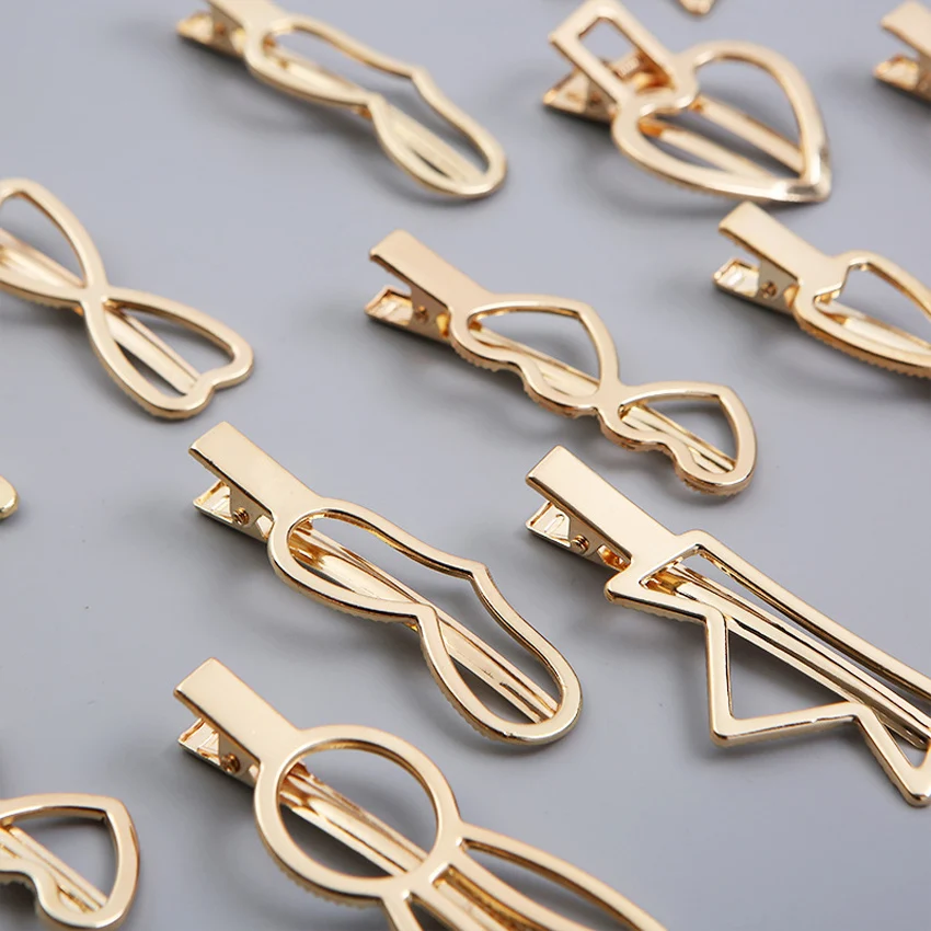 100 Stück Kaninchenkrone Wassertropfen Gold Metall Haarspange Legierung Herz Alligator Haarnadel Haarspangen für DIY Kopfbedeckung Haarschmuck – Detail 4