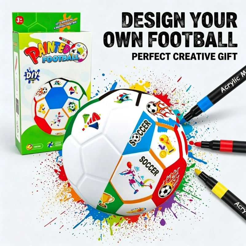 

Inflatable Soccer Ball With Artistic Print Design And Portable Goal For Outdoor Kids Sports Activities A2UB